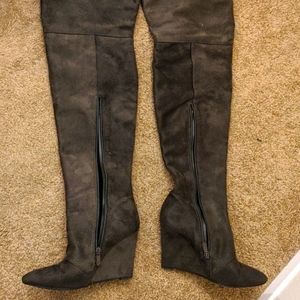 Thigh high wedged boots